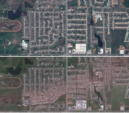 Before/After tornado photosGoogle has been recently finding new and interesting ways to present the 