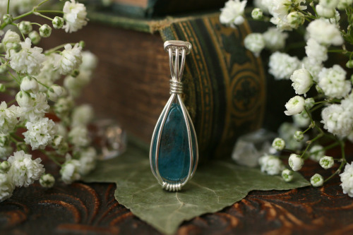 Apatite pendants with sterling silver handmade my me.Available at my Etsy Shop - Sedna 90377