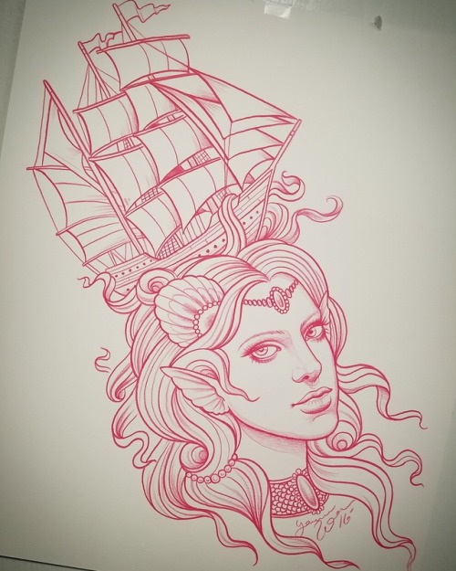 I made this neotraditional tattoo design for a cool lady.