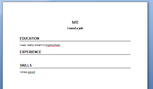 owlapin:  making a resume when u have no experience   