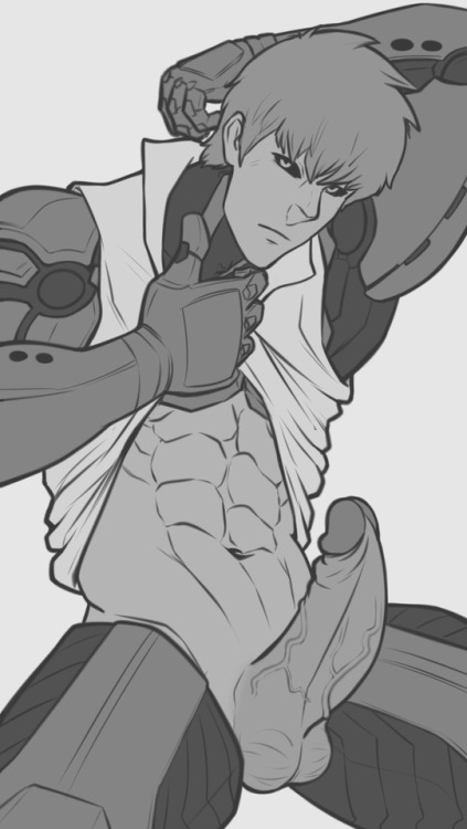 2lubkhland:  Genos - One Punch Man.Day 5. I gave him a human abs and d**k bc … well …  I prefer natu