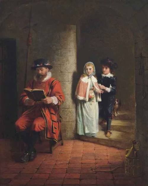 Children at the Tower. George Bernard O'Neill (Irish, 1828-1917). Oil on canvas.The Tower of London 