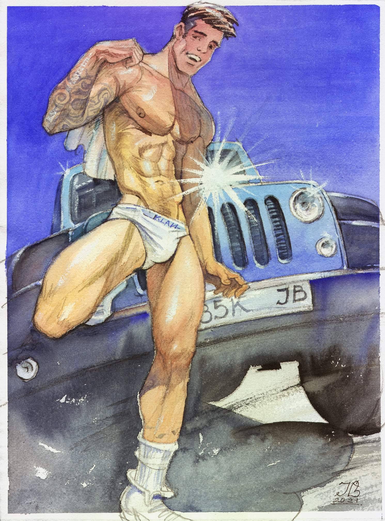 bubentcov:&ldquo;By the car&rdquo; watercolor