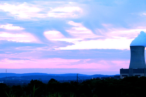 manipulated sunset shot from 100+ feet from ground level over looking Blue Mountain, Pennsylvania an