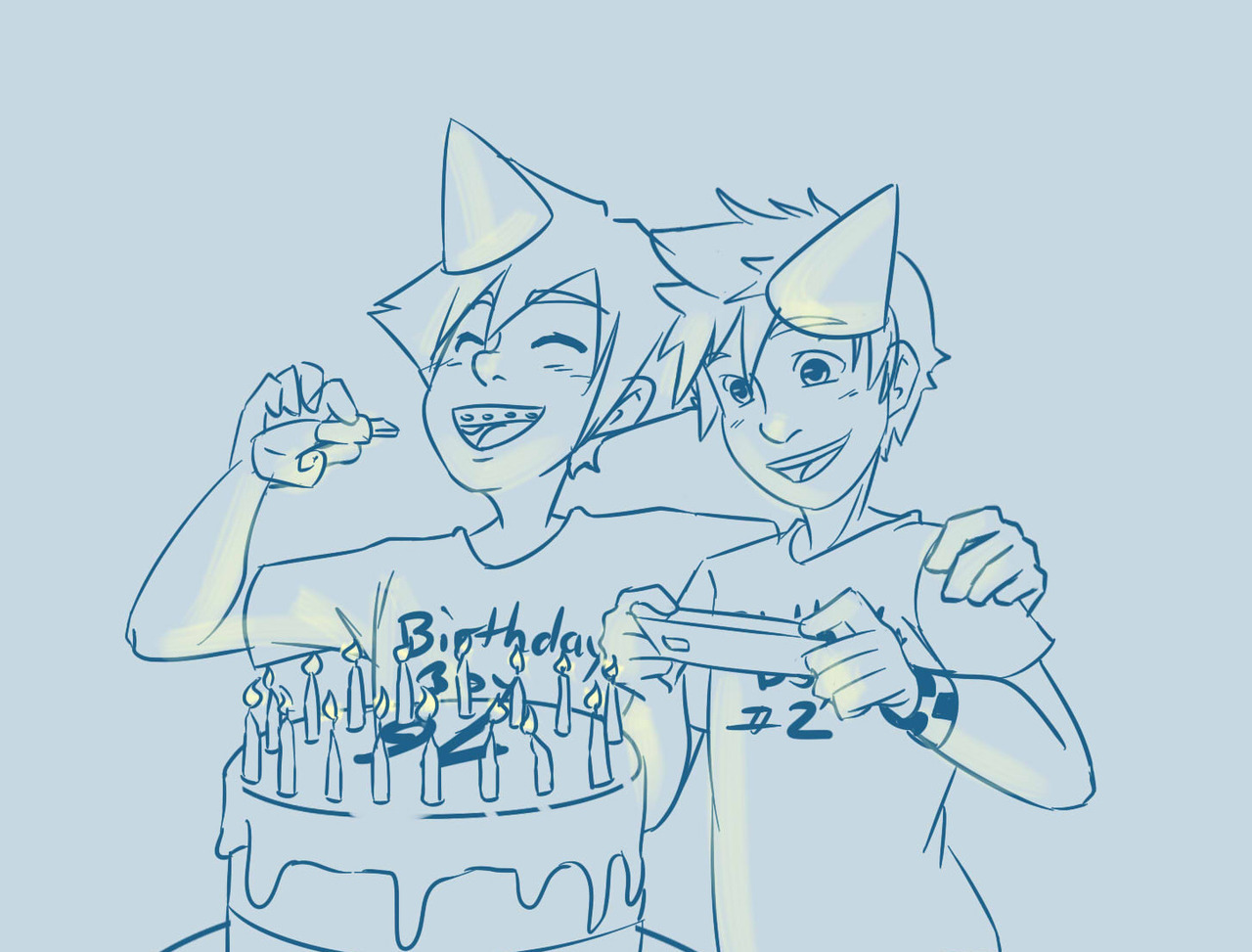 blackpitch:  Happy sweet 16 boys &lt;3this is a fanart to liverpeppers sora and