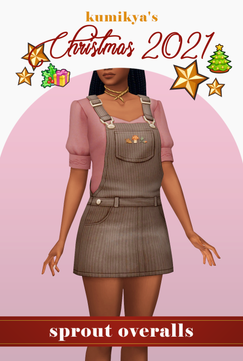 kumikya:

CHRISTMAS 2021: SPROUT OVERALLShey guys 😊 here’s my first gift for christmas this year! i teased these a little while ago, so thanks for being patient hehe.after playing some cottage living, i wanted to make some more cute overalls and this is what i came up with. i hope you like it!details: 10 swatches; 5 with autumn patches, 5 withoutcorrect maps & lodstagged for every day, party and hot weather; disabled for randombase game compatiblecustom thumbnailplease enjoy! 🎁🎄DOWNLOAD FREE @ PATREON (alt) #clothing#overalls