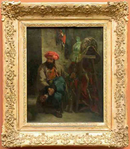Turk with a Saddle, 1825, Eugène DelacroixMedium: oil,canvas
