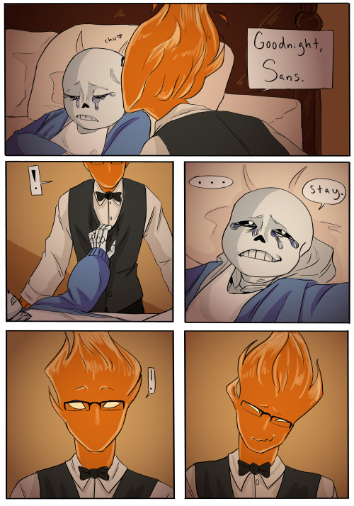 evenworsensfwblog:  Anonymous asked: Ah! You like sansby? Could you draw something with them? (fluff, nsfw, whatever you want) Angst? Angst. Fluff and angst. 