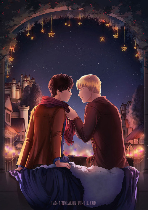 lao-pendragon: My Yule PresentArthur takes Merlin out into the lower town to spend some time at the 