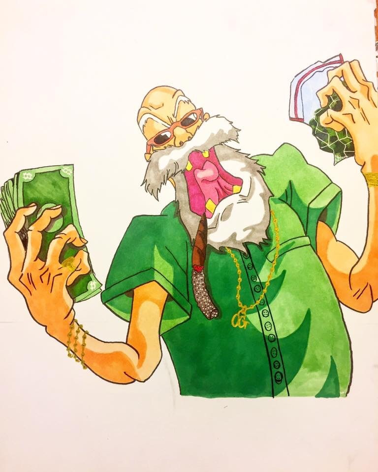 kingtaytheartist:  Throwback piece I call it OG trap Roshi   Just a black artist