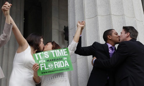 fuckingflorida:  guardian:  Same-sex marriage is now legal in Florida following a court ruling stating that the ban on gay marriage is unconstitutional. Which means: 70% of Americans will now live in states where gay marriage is legal. Full story »