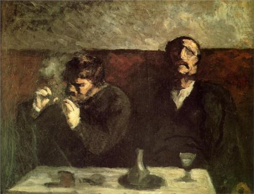 dappledwithshadow:  The Smokers, Honore Daumier c. 1855  I’m fuckijv tired