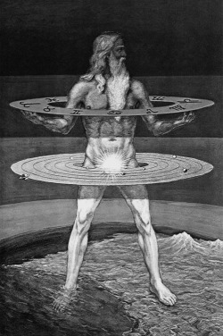 chaosophia218:    Eliphas Levi - Great Prototypal Man, “  The Book of Splendours: The Inner Mysteries of Qabalism”. “Synthesis of the World, formulated by the human figure, ascended slowly and emerged from the water, like the Sun in its rising.