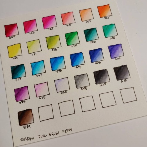 Made me a color chart/reference sheet the other night for the #TombowDualBrushPens I’ve recent