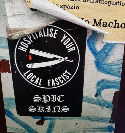 Antifascist sticker spotted in Cagliari, Sardinia, Italy