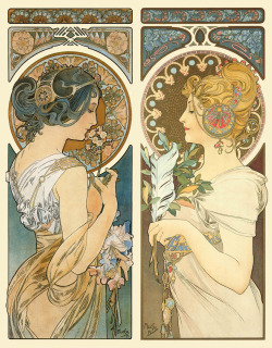 lefildeariadne:  Alphonse Mucha - Primrose and Feather (1899) 