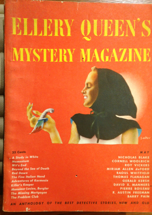 We came across Ellery Queen’s Mystery Magazine and were intrigued by the cover illustrations. We hav