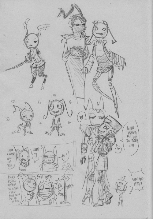 some sketch about oc from friends and fanand my characters;Vortians; Mout, Croutonand Yir, Maki, Bab