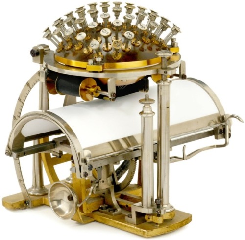 valscrapbook:the-myriad-things:The first commercially produced typewriter: The Hansen Writing Ball