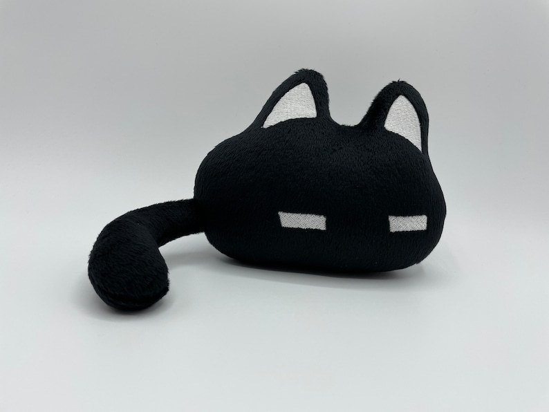 Mewo Omori Plush Black Cat Toy Handmade Soft Toy Made to Order 7.9