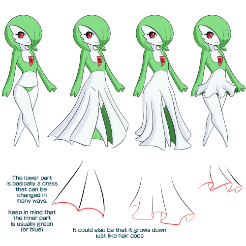 sliceofppai:  I decided to make a small guide about how I draw the gardevoirs for those who been asking me about it! This is not a detailed tutorial and is not a guide for anatomy either but hope some of the stuff here is useful for all interested in