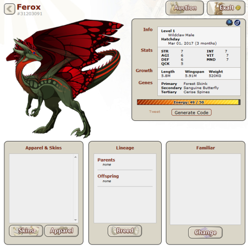 pumpkin-bread:Selling Ferox! He’s an unbred TG Gen 1 WC and on AH for 3kG - WAY cheaper than his scr