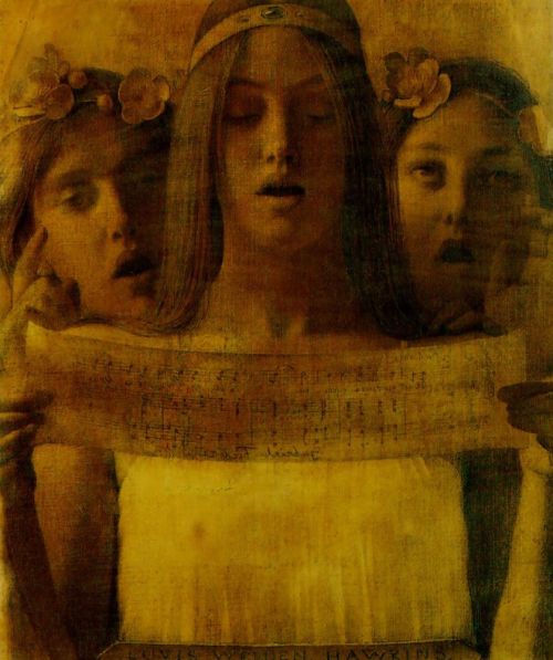 Girls Singing Music by Gabriel Fabry (1903) - Louis Welden Hawkins, oil/canvas.