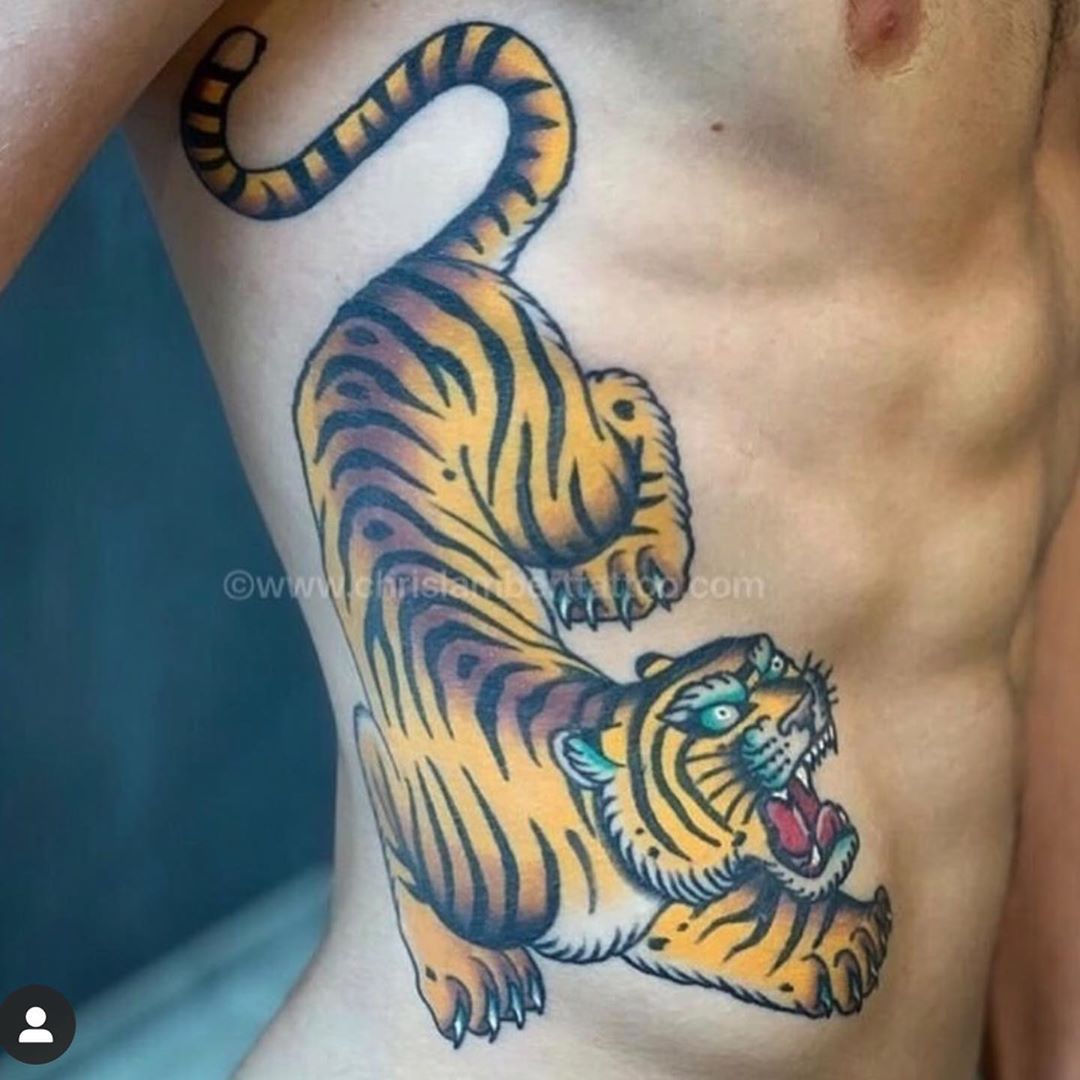 Tiger on ribs by Cory Norris TattooNOW