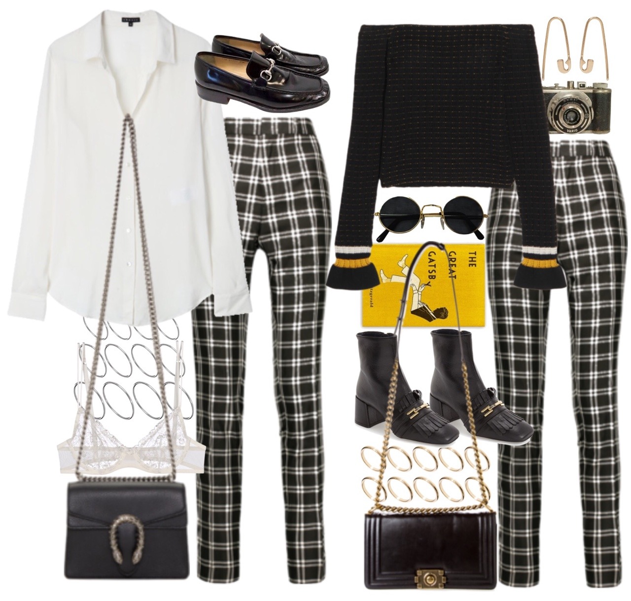 Harry's Clothes, How to style black and white plaid pants...
