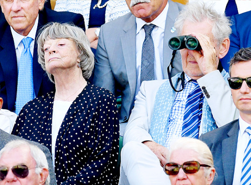 dontbesodroopy:Maggie Smith and Ian McKellen attend Wimbledon. Also known as McGonagall and Gandalf watch some tennis (12th July, 2017)