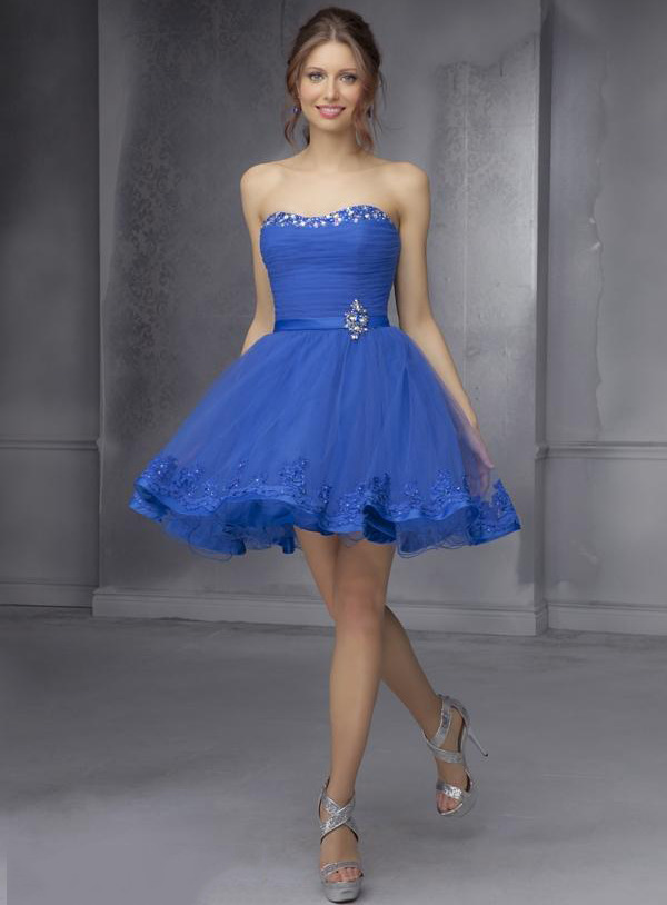 Blue short homecoming dresses