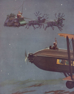 yesterdaysprint:  Christmas Eve on the Airway, Norman Keene, 1930