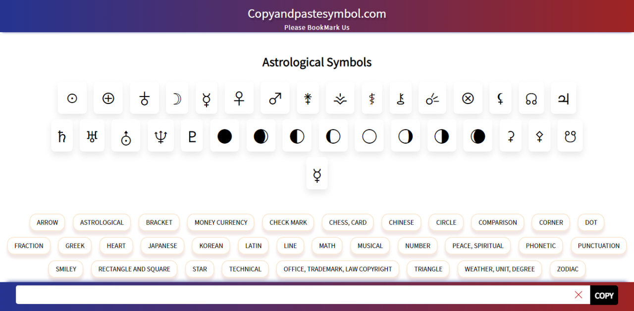 Get Astrological Symbols Copy And Paste