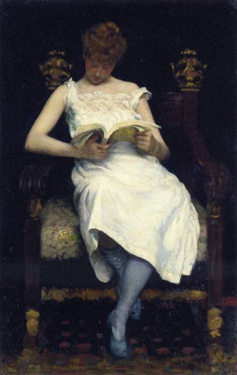 huariqueje:  Girl Reading (Blue Stockings)   -     Edward Simmons   1893 America