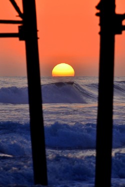  Sunset Looking Thru the Oceanside Pier by Rich