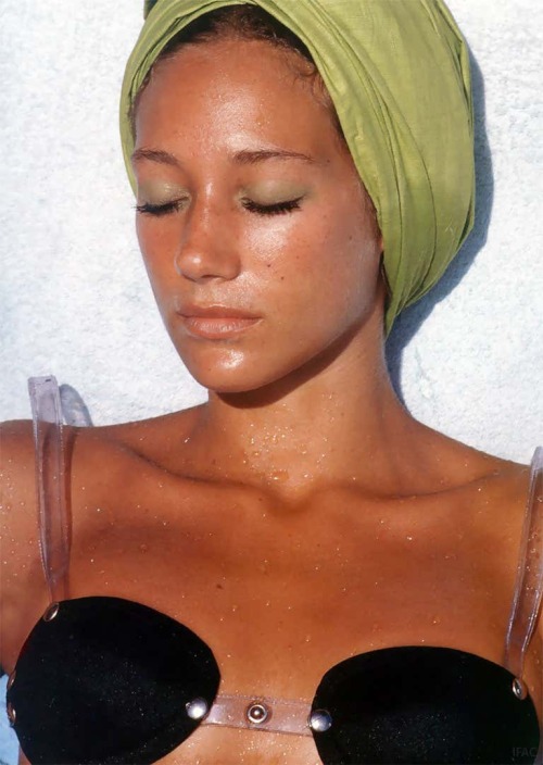 Slim Aarons. Marisa Berenson sunbathing in Capri, 1968.