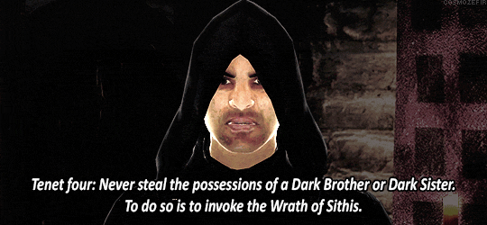 cosmozefir:As a member of the Dark Brotherhood, you must abide by the Five Tenets. They are the laws