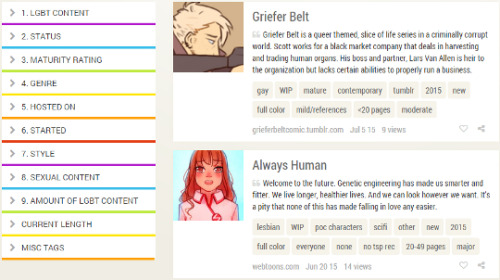 theslashpile:Find LGBTQA webcomics easily with this filterable bookmarks index!It’s frequently updat