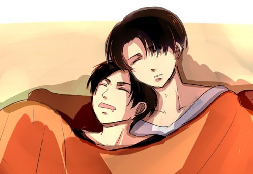 sasuke-heichou:  RAK(ラク) [please do not remove source]   Eren can not believe their situation