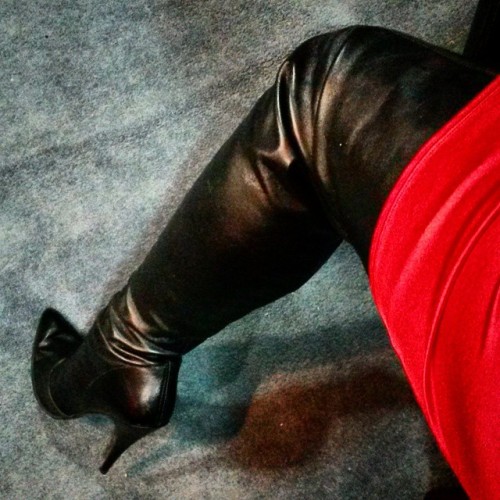 mistressaliceinbondageland:  Wearing my new #sexy #thighhigh #leather #boots in the #dungeon for a hot #femdom #porn shoot. #photoshoot #photography #bondage #fetish #fetishist #pornstarlifestyle #crotchhigh #mistress #aliceinbondageland #bdsm #kinky