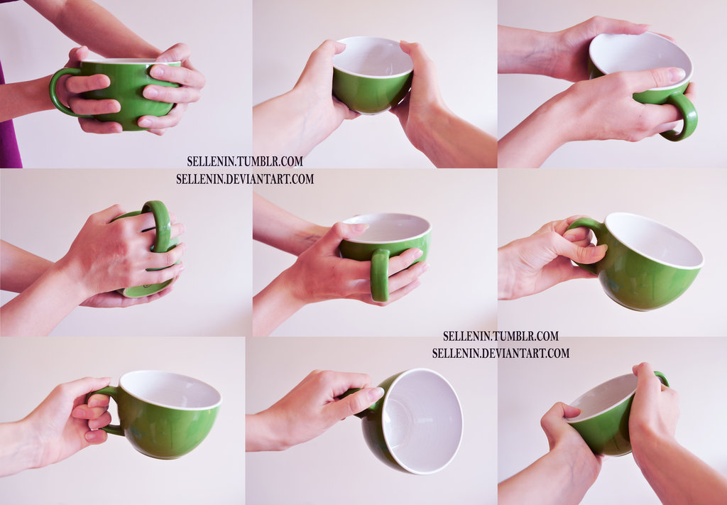 How to Art — Hands reference 4 - cups by Sellenin