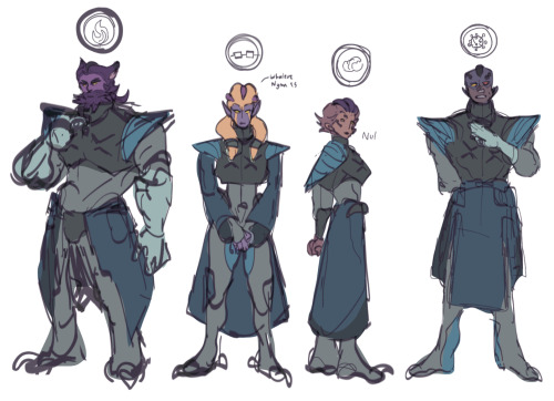 Concept art of various purple bastards from over the years. Adhom is @snozzleys‘ brain child.