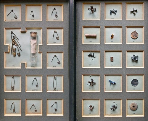 A laryngologist’s collection of objects removed from the throats of gagging patients. There are literally drawers of things like this at Mutter. My personal favorite object is a full set of dentures. Mutter Museum