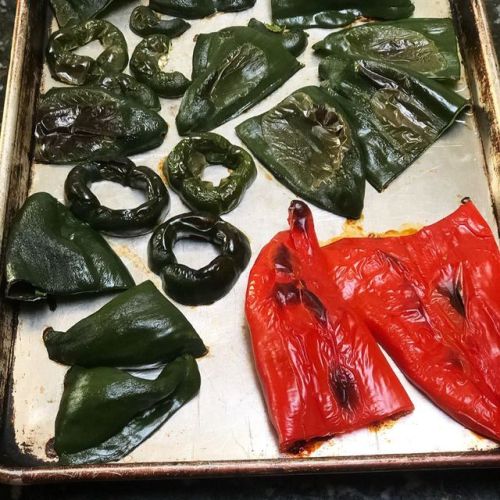 Roasting and freezing peppers for the freezer. I love pulling out and putting chunks of our roasted 