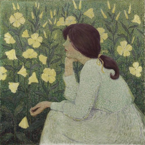 poboh:Distant Thoughts, Janet Fisher (1867 - 1926) - Oil on Canvas -