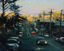 redlipstickresurrected:  Hsin-Yao Tseng aka 姚辛耀 (Taiwanese-American, b. 1986, Taipei, Taiwan, based CA, USA) - Afternoon Light Clement Street, 2014  Paintings: Oil on Panel