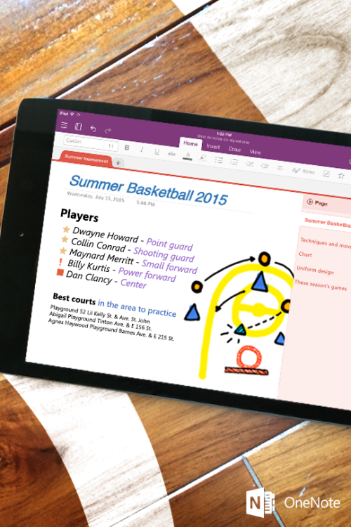  OneNote can’t improve your shooting average, but it will help you organize plans for an all-s