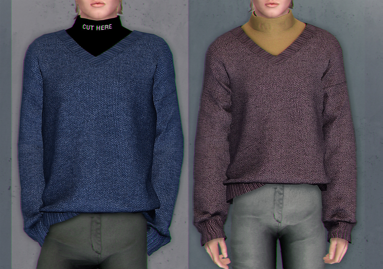 TS3 CC Update - yesod-sims: Gorilla x3 V-neck sweater with...
