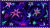a colourful stamp in the design of an arcade's carpet. made by @cheezitofthevalley on tumblr.