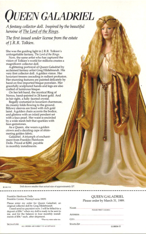 maeglinthebold:Galadriel doll from Dragon magazine issue 143 (1989)When my love of D&D pays off 